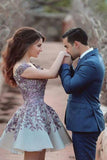 A-Line Off-the-Shoulder Tulle Short Homecoming Dress with Appliques TR0163