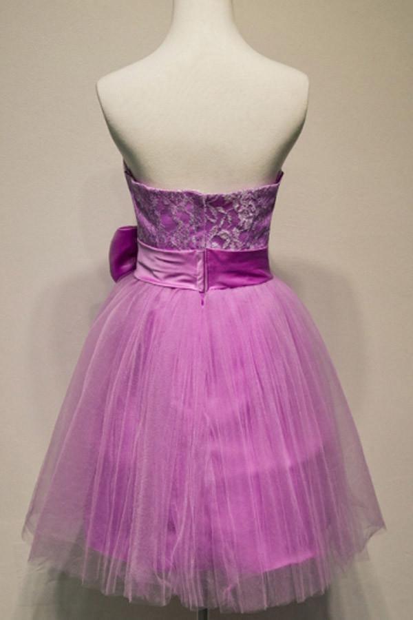 A-Line Strapless Appliques Bowknot Short Homecoming Dress Party Dress PG120 - Tirdress