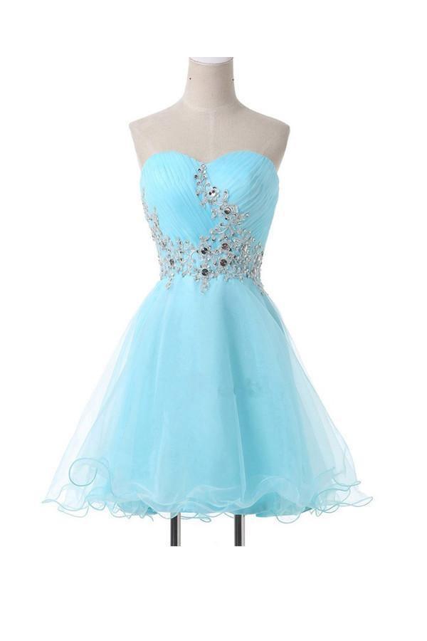 A-Line Sweetheart Appliques Beading Lace-Up Homecoming Dress PG083 - Tirdress