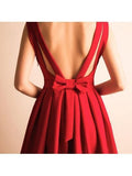 A-Line V-Neck Bowknot Pleats Short Prom Dress Homecoming Dress PG146 - Tirdress