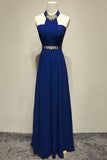 A-line Halter Crystal Floor-Length Evening/Prom Dress PG383 - Tirdress