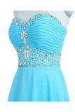 A-line Knee Length Chiffon Blue Homecoming Dress With Crystals TR0130 - Tirdress