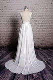A-line Lace V-Neck Backless Sheath Long Wedding Dress WD058 - Tirdress
