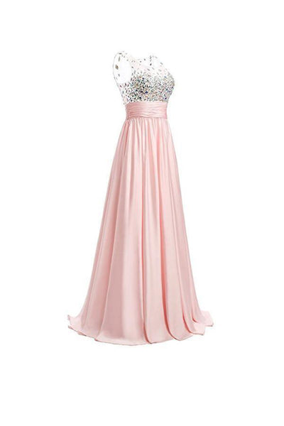 Prom Dresses Floor Length Chiffon Neckline Evening Gowns – Tirdress