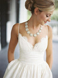 A-line Sleeveless Spaghetti Strap Lace Wedding Dress WD049 - Tirdress