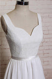 A-line Straps Court Train Chiffon Appliques Backless Wedding Dresses WD172 - Tirdress