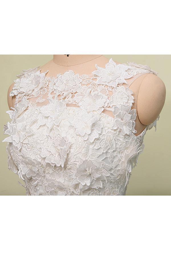 Ball Gown Jewel Knee Length Lace Organza Homecoming Dress With Layers TR0137 - Tirdress