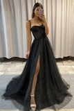 Black Tulle Sweetheart Long Prom Dress Black Evening Dress TP1134 - Tirdress