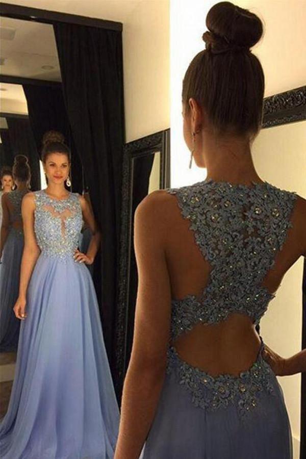 Blue Prom Dresses Elegant Evening Dresses Beaded Party Dresses PG376 - Tirdress