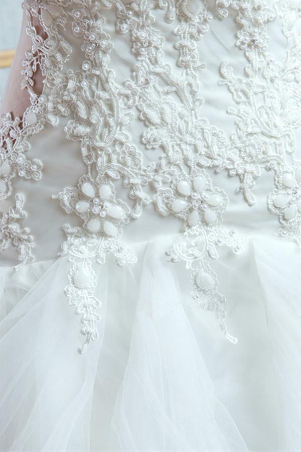 Charming Off-the-Shoulder Lace-Up Mermaid Beading Wedding Dress WD047 - Tirdress