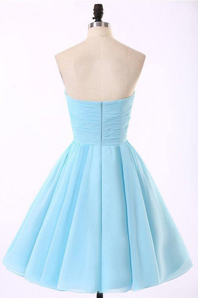 Chiffon Light Blue Cute Homecoming Dress Short Prom Dress With Beading TR0212 Custom Size / Custom Color