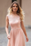 Elegant A-line Blush Pink Sleeveless Lace Prom/Evening Dresses PG492 - Tirdress
