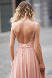 Elegant A-line Blush Pink Sleeveless Lace Prom/Evening Dresses PG492 - Tirdress