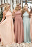 Elegant Halter Ruffles Empire Floor-length Chiffon Bridesmaid Dresses BD033
