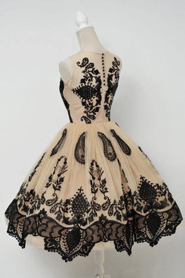 Elegant Jewel Ball Gown Homecoming Dress With Black Lace TR0115 - Tirdress