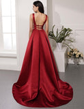 Elegant Red Long Prom Dress Deep V Neck Backless Evening Dresses TP0957 - Tirdress