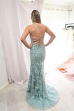 Elegant Straps Mermaid Mint Green Long Lace Prom/Evening Dress TP0986 - Tirdress