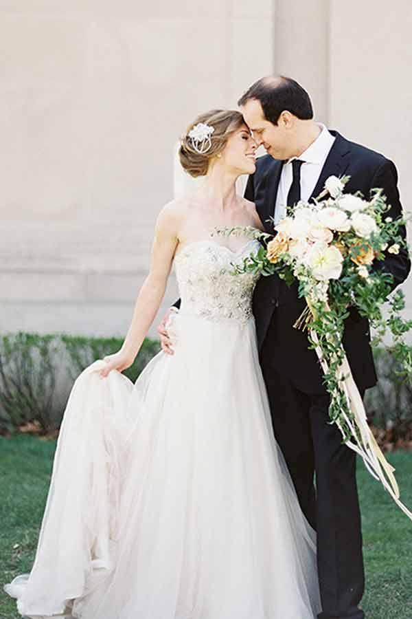 Elegant Sweetheart Mermaid Sweep Train Tiered Wedding Dress TN0052 - Tirdress