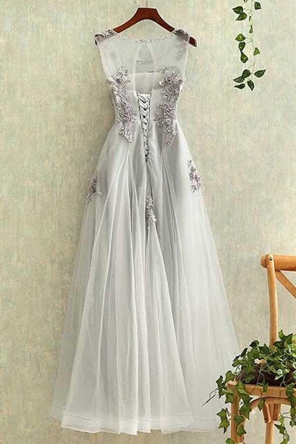Elegant Tulle Lace Applique Long Prom Dresses Evening Dresses PG412 - Tirdress