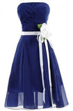 Exquisite Short Chiffon Royal Bridesmaid Dress With Hand-made Flower TY0021 - Tirdress