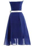 Exquisite Short Chiffon Royal Bridesmaid Dress With Hand-made Flower TY0021 - Tirdress