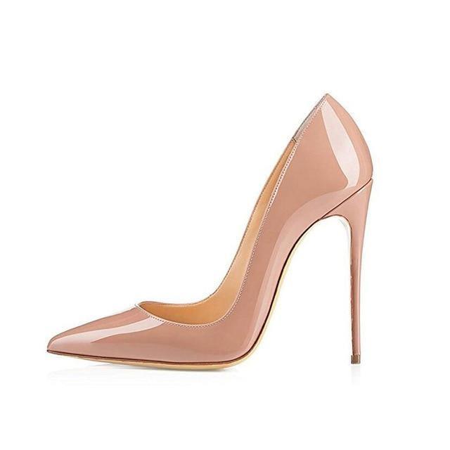 GENSHUO Women Pumps Heeled Shoes Nude Pointed Toe Sexy High Heel