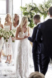 Gorgeous Strapless Sweetheart A Line Lace Boho Wedding Dress TN243 - Tirdress