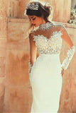 High Neckline Sheath Wedding Dress With Beaded Lace Appliques WD191
