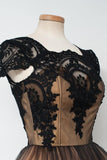 Knee-Length Square Cap Sleeves Ball Gown Homecoming Dress With Lace TR0104 - Tirdress