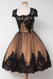 Knee-Length Square Cap Sleeves Ball Gown Homecoming Dress With Lace TR0104 - Tirdress