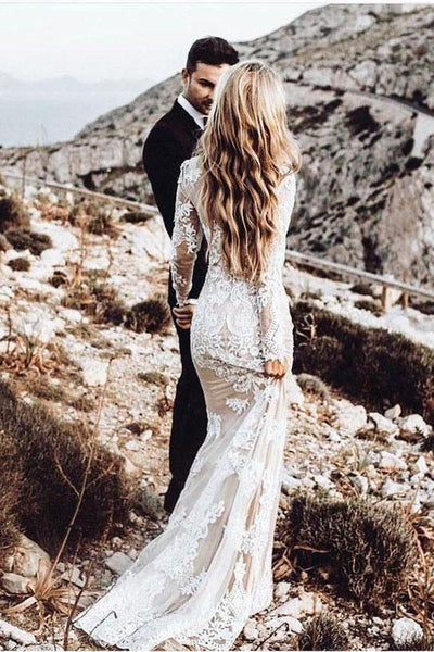 Wedding dress mermaid lace long sleeve cheap