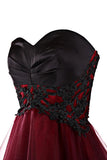 Lovely A-Line Mini Burgundy Organza Homecoming Dress with Appliques TR0066 - Tirdress
