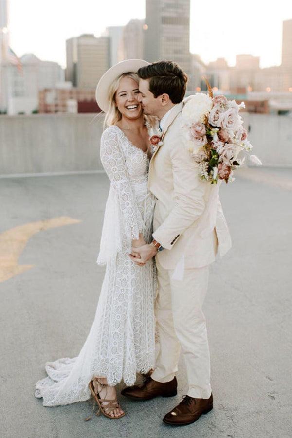 Mermaid Wedding Dresses Long Sleeves Lace Long Bridal Gowns TN321 - Tirdress