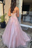 Pink Sweetheart Tulle Lace Long Prom Dress Pink Tulle Formal dress TP1171 - Tirdress