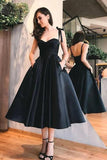 Red Cute Tea Length Graduation Dress Elegant Midi Prom Dresses TP0826 - Tirdress