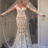 Romantic Wedding Dresses Long Appliques Backless Wedding Dresses Lace TN0049 - Tirdress