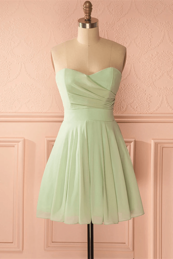 Sage Green Strapless A-line Short Party Dress Homecoming Dress HD0169 - Tirdress