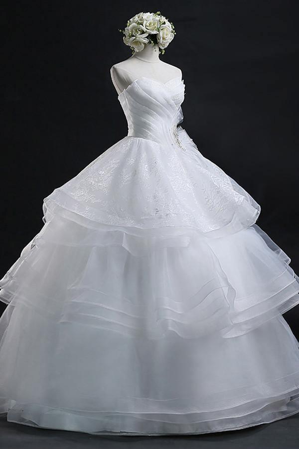 Scoop Gown Sweetheart Organza Wedding Dress With Lace WD014 - Tirdress