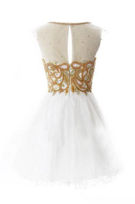 Scoop Neck A-line Sleeveless Knee Length Homecoming Dress With Sequins TP0017 - Tirdress