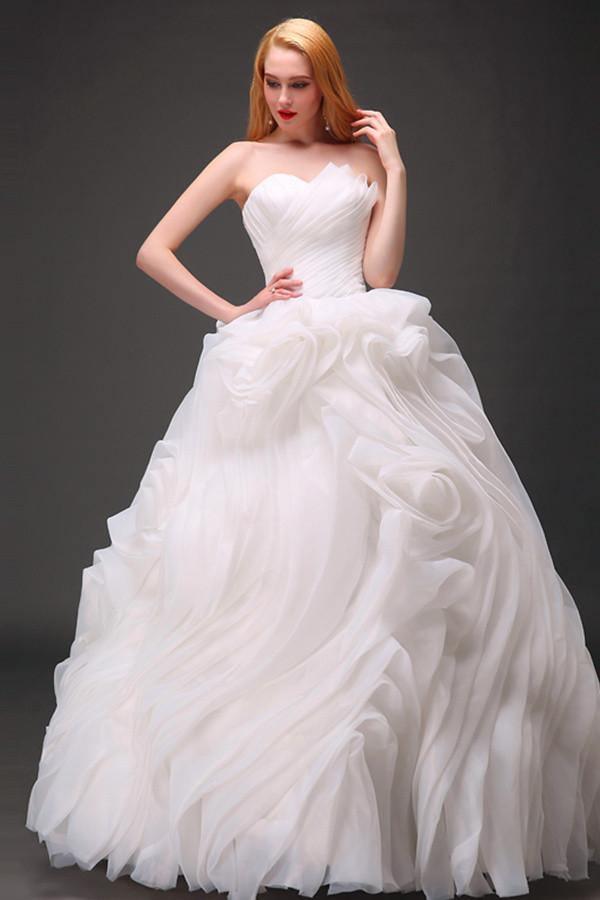 Sexy A-Line Stomacher Tiered Organza Wedding Dress Court Train TN0102 - Tirdress