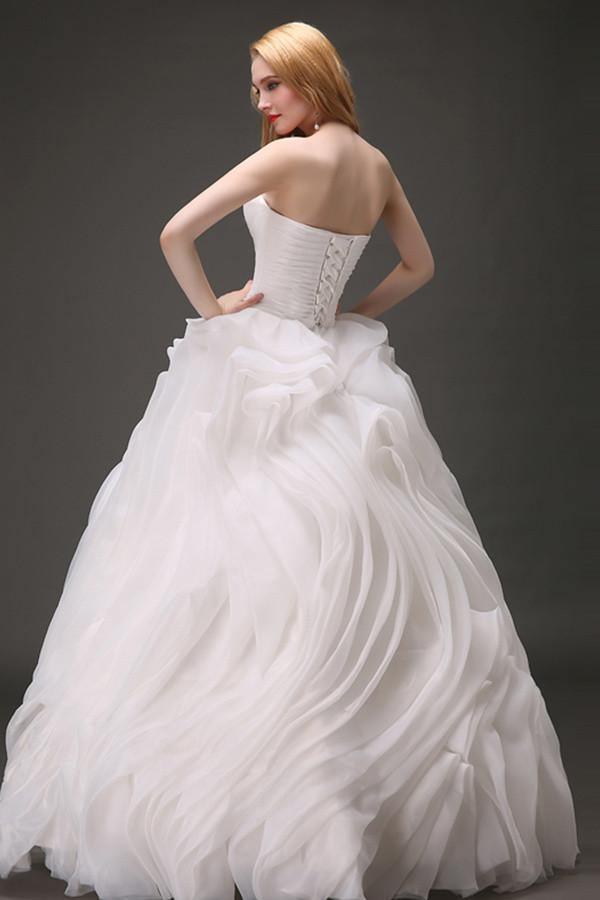 Sexy A-Line Stomacher Tiered Organza Wedding Dress Court Train TN0102 - Tirdress