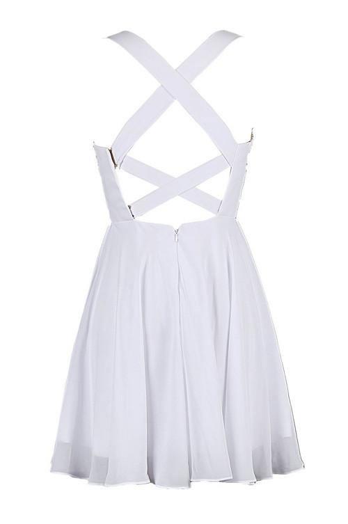 Sexy A-line Straps Knee Length Chiffon Homecoming Dress With Sequins TR0155 - Tirdress