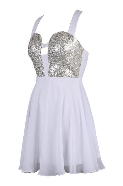 Sexy A-line Straps Knee Length Chiffon Homecoming Dress With Sequins TR0155 - Tirdress