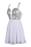 Sexy A-line Straps Knee Length Chiffon Homecoming Dress With Sequins TR0155 - Tirdress