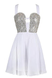 Sexy A-line Straps Knee Length Chiffon Homecoming Dress With Sequins TR0155 - Tirdress