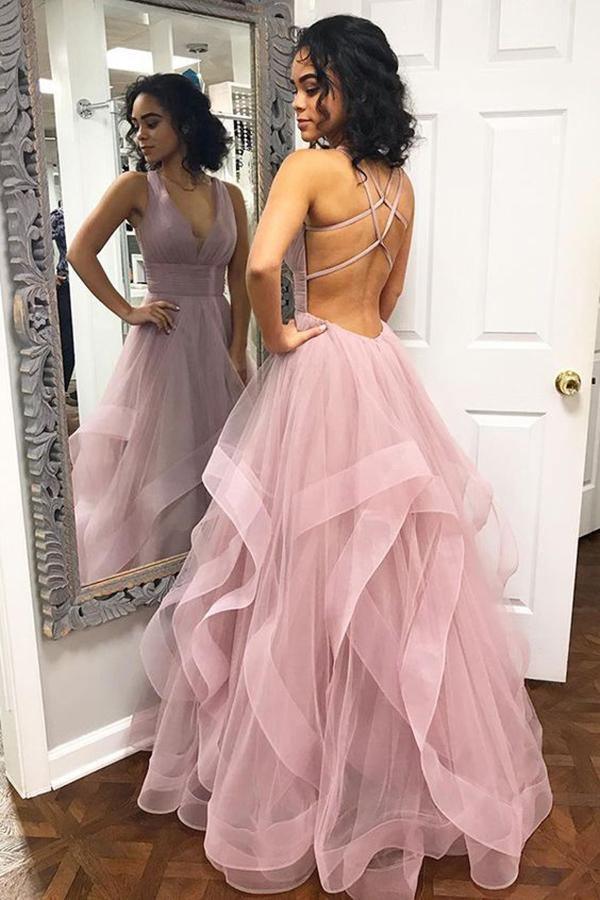 V back sale prom dress