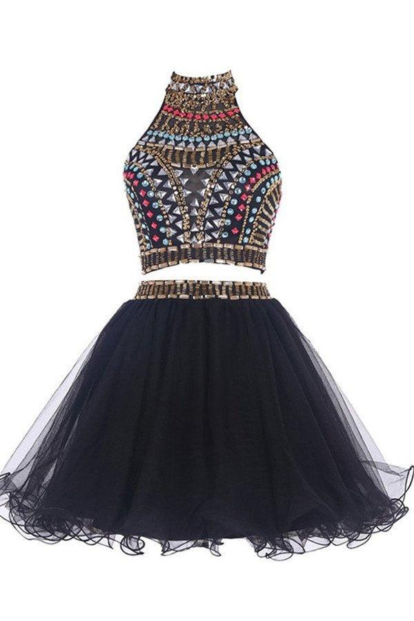 Sexy Two Pieces Backless Black Homecoming/Prom Dresses TR0024 - Tirdress