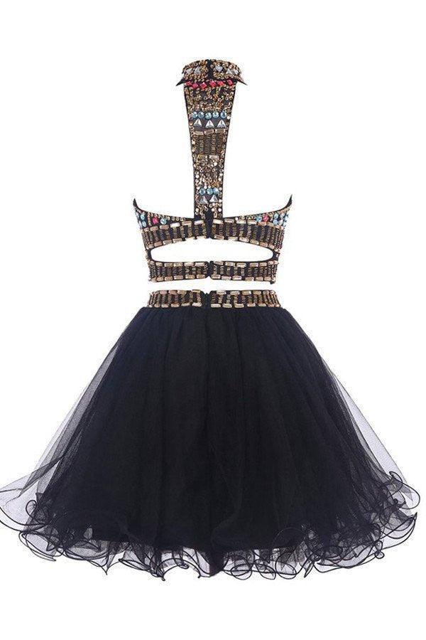 Sexy Two Pieces Backless Black Homecoming/Prom Dresses TR0024 - Tirdress