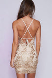 Sheath Halter Short Criss-Cross Straps Stretch Satin Homecoming Dress TR0040 - Tirdress