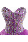 Short Purple Tulle Homecoming Dresses Short Prom Dresses With Beading TR004 - Tirdress